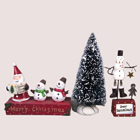 サンタと雪ダルマとミニツリーの3品セット XJ クリスマス スノーマン Xマス オーナメント サンタクロース 置物 雑貨 ツリー 飾り クリスマス商品 装飾のサムネイル