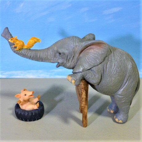 ぞうの置物 ウエルカムゾウさんぶたさん2品セット 20D G42914294 象 エレファント 動物 置物 玄関 オブジェ ガーデン オーナメント ガーデニング ガーデンオブジェ アニマル リアル 庭