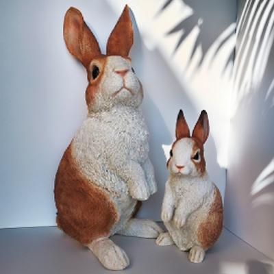 樂天商城 - うさぎの置物 ラビット親子2匹セット BR N15416・13933 ウサギ ラビット 兎 オーナメント ガーデン オブジェ インテリア 置物 マスコット オーナメント ディスプレイ 庭 玄関 ガーデニング リアル ガーデン置物 ガーデニング雑貨