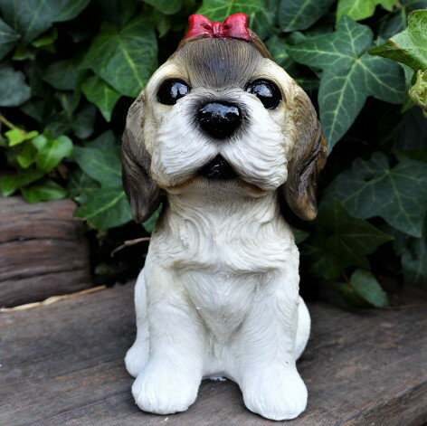 Rakuten - 犬の置物 シーズー 7744HT いぬ イヌ 動物 オーナメント ガーデン オブジェ 庭 雑貨 ガーデニング インテリア マスコット ディスプレィ 陶器 リアル