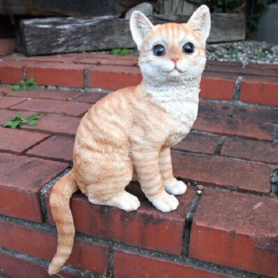 Rakuten - 猫の置物 茶トラ お座り猫 T15758 キャット ガーデンオブジェ CAT 動物 オーナメント ネコ 雑貨 ガーデン オブジェ ガーデニング インテリア マスコット アニマル リアル ディスプレィ ねこ グッズ ガーデン雑貨