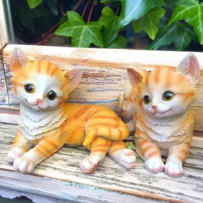 Rakuten - 訳あり 猫の置物 仲良し子猫2匹セット 茶トラ H1799-AD キャット ガーデンオブジェ CAT 動物 オーナメント ネコ 雑貨 ガーデン オブジェ ガーデニング インテリア マスコット アニマル リアル ディスプレィ ねこ グッズ ガーデン雑貨