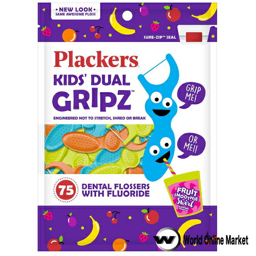 プラッカーズ 子供用 デンタルフロスキッズ フルーツ風味 75本 糸ようじのサムネイル