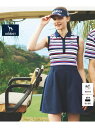 【SALE/50%OFF】【新レーベル ADABAT NAVY】吸水速乾/接触冷感 ボーダーコンビワンピース adabat アダバット ワンピース・ドレス その...