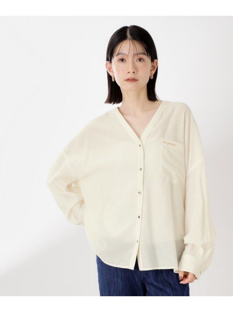 乐天商城 - 【SALE／37%OFF】刺繍ポケットオーバーシャツ【体型カバー/洗濯機OK】 THE SHOP TK ザ ショップ ティーケー トップス シャツ・ブラウス ホワイト ネイビー【RBA_E】[Rakuten Fashion]