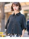 【SALE/32%OFF】【トレンド/清涼感】ハーフスリーブクロップドシャツ DRESSTERIOR ドレステリア トップス シャツ・ブラウス ブラック グレー...