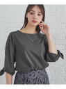 カットジョーゼットリボンスリーブトップス【洗濯機洗い可】 index インデックス トップス カットソー・Tシャツ ベージュ グレー ネイビー[Rakuten ...