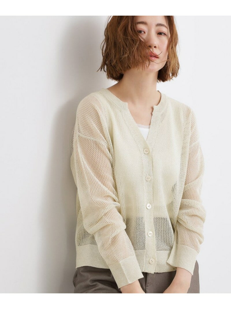 【SALE／21%OFF】【貴島明日香さん着用】ラメメッシュキーネックカーディガン grove グローブ トップス カーディガン ブラウン ブルー ホワイト【RBA_E】[Rakuten Fashion]