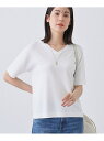 【SALE/50%OFF】【洗える/清涼感】レーヨンストレッチ 安心丈の半袖ニット INDIVI インディヴィ トップス ニット ホワイト グリーン ブラック ...