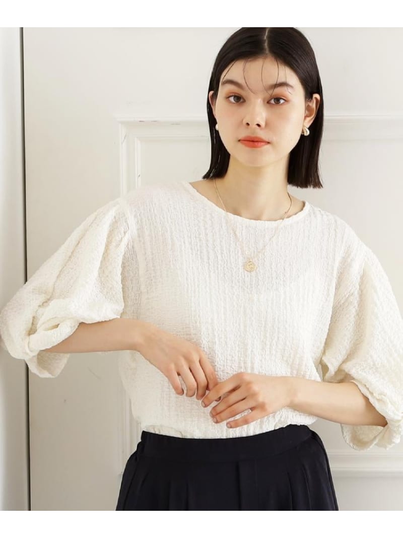 【SALE／20%OFF】ポコポコ袖タックプルオーバー【体型カバー/洗濯機OK】 THE SHOP TK ザ ショップ ティーケー トップス カットソー・Tシャツ グリーン イエロー ネイビー ホワイト【RBA_E】[Rakuten Fashion]のサムネイル