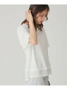 【手洗い可/接触冷感/日本製】シアーストライプ使いのジャージトップス COUP DE CHANCE クード シャンス トップス カットソー・Tシャツ ネイビー ...