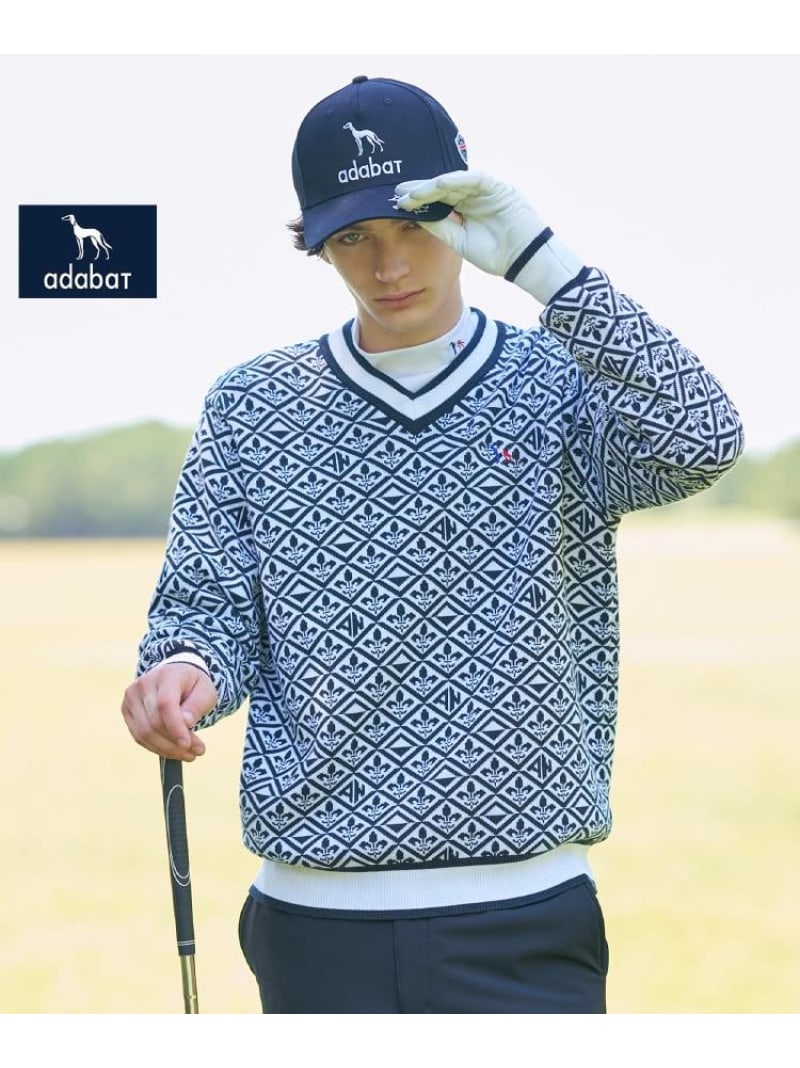 【新レーベル ADABAT NAVY】フルールドリスVネックニット adabat アダバット トップス ニット ブラック ホワイト【送料無料】[Rakuten Fashion]