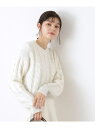 【SALE/70%OFF】【洗える】ショート丈箔プリントケーブルニット Dessin デッサン トップス ニット グレー ホワイト【RBA_E】[Rakuten...