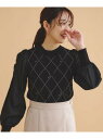 【SALE/30%OFF】ダイヤリボンシアーパフスリーブニット/ニットアップ対応【洗濯機洗い可/抗ピル】 index インデックス トップス ニット グレー ブ...