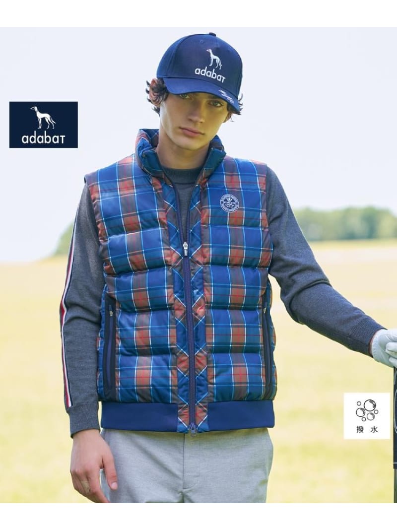 【新レーベル ADABAT NAVY】撥水 タータンチェック中綿ベスト adabat アダバット トップス ベスト・ジレ ネイビー【送料無料】[Rakuten Fashion]