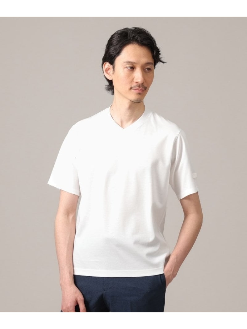 【抗菌防臭】【Sサイズ~】ジャケットインナー 半袖 Vカットソー TAKEO KIKUCHI タケオキクチ トップス カットソー・Tシャツ ホワイト ブラック ブルー【送料無料】[Rakuten Fashion]