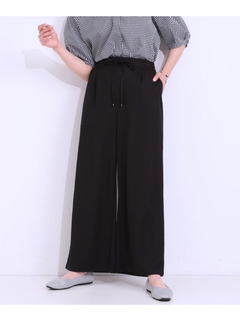 【SALE／45%OFF】【洗える/着丈選べる/ひんやり】楽ちんなのにきれい見え カノコ タックワイドパンツ SHOO・LA・RUE シューラルー パンツ その他のパンツ ブラウン ネイビー イエロー ブラック【RBA_E】[Rakuten Fashion]のサムネイル