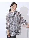 【SALE/20%OFF】【洗える】大人の雰囲気を放つ ぼかし柄シアーシャツ SHOO・LA・RUE シューラルー トップス シャツ・ブラウス ピンク ブラック...