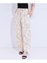 【SALE/35%OFF】【S-LL】目を惹く柄がアクセント 麻調イージーワイドパンツ SHOO・LA・RUE シューラルー パンツ その他のパンツ グレー ブ...