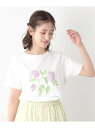 【コットン100%/洗える】ハイドランジア柄Tシャツ LAURA ASHLEY ローラ アシュレイ トップス カットソー・Tシャツ ホワイト ブルー ネイビー【...