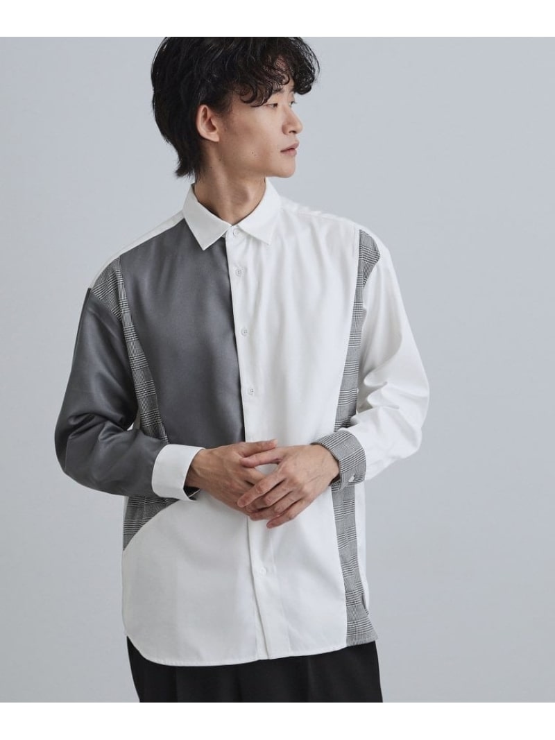 グレンチェック切替シャツ tk.TAKEO KIKUCHI ティーケータケオキクチ トップス シャツ・ブラウス ホワイト ベージュ ブラック【送料無料】[Rakuten Fashion]のサムネイル