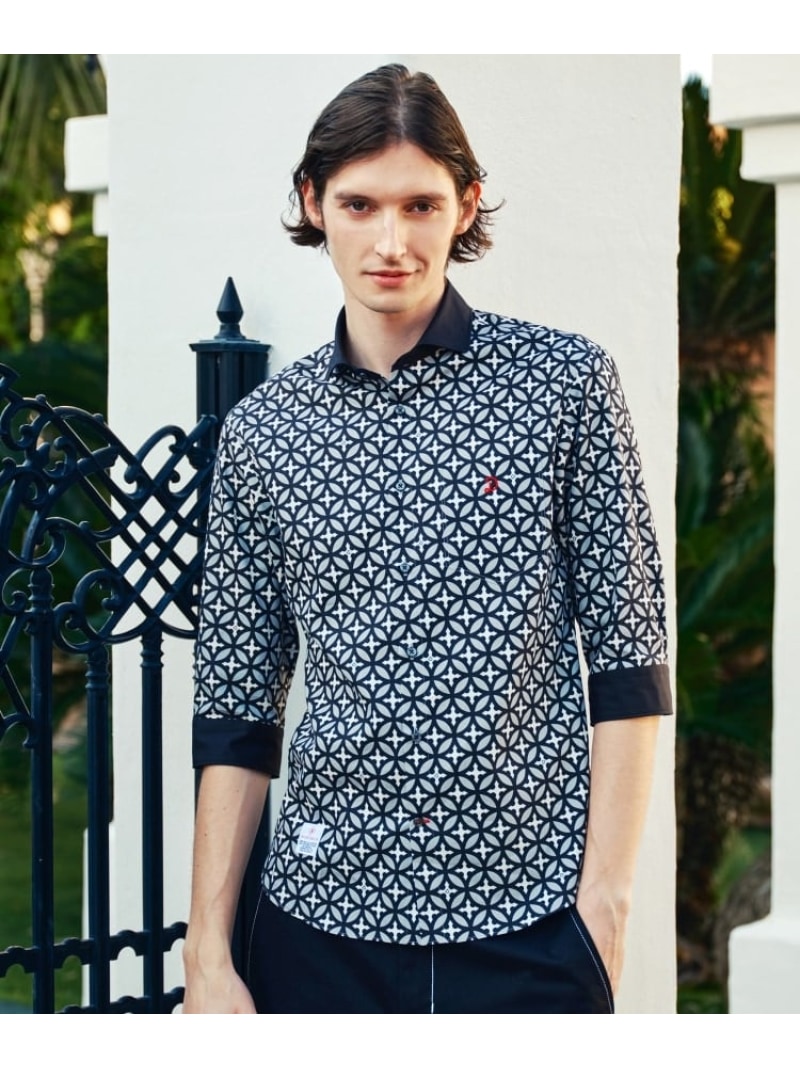 【Safari5月号掲載】オーバーラップサークル スリークオーターシャツ DRESSTERIOR ドレステリア トップス シャツ・ブラウス ベージュ グレー【送料無料】[Rakuten Fashion]のサムネイル