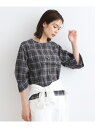【SALE/50%OFF】【洗える/SETUP可能/超軽量】袖タックチェック柄ブラウス INDIVI インディヴィ トップス シャツ・ブラウス ブラック カーキ...