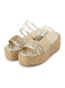 【SALE/50%OFF】グリッター*クリアベルト 厚底コルクサンダル ESPERANZA エスペランサ シューズ・靴 サンダル ブラック ピンク シルバー ゴ...