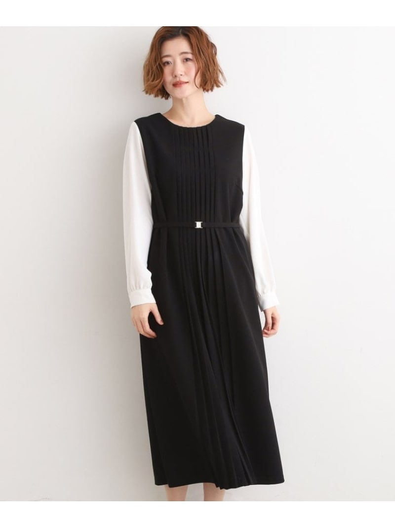 フロントプリーツ袖コンシャスワンピース grove グローブ ワンピース・ドレス その他のワンピース・ドレス グレー ブラック ネイビー【先行予約】*【送料無料】[Rakuten Fashion]