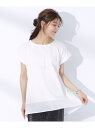 【SALE/20%OFF】異素材切替ペプラムTシャツ SHOO・LA・RUE シューラルー トップス カットソー・Tシャツ グリーン ブラック ホワイト【RBA...