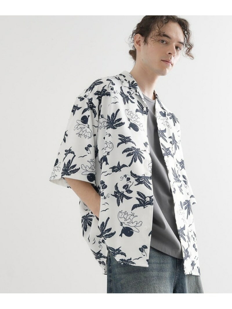 【SALE／30%OFF】梨地クジラ柄オープンカラーシャツ tk.TAKEO KIKUCHI ティーケータケオキクチ トップス シャツ・ブラウス ネイビー ホワイト ブラック【RBA_E】【送料無料】[Rakuten Fashion]のサムネイル