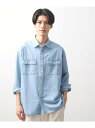 【SALE/30%OFF】リネンブレンドデニムシャツ THE SHOP TK ザ ショップ ティーケー トップス シャツ・ブラウス ネイビー ブルー【RBA_E...
