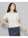 【洗える/日本製】華やかギャザーラメジャージ COUP DE CHANCE クード シャンス トップス カットソー・Tシャツ ブルー ブラウン シルバー ブラッ...