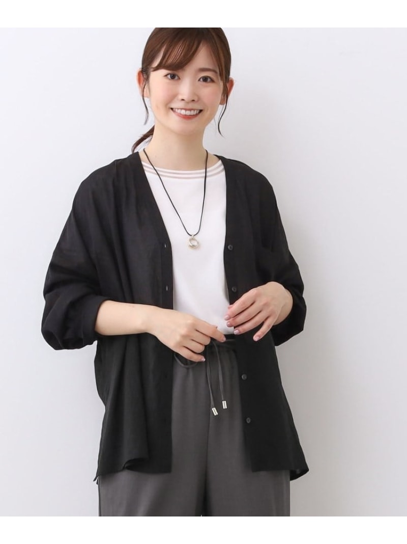 【SALE／50%OFF】【E-QUALITY/体型カバー】シャツ風カーディガン Reflect リフレクト トップス シャツ・ブラウス ブラック ブラウン【RBA_E】【送料無料】[Rakuten Fashion]