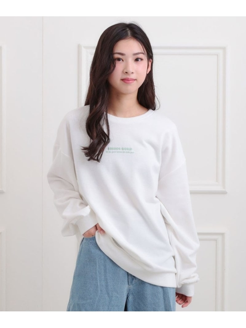 バケハくまちゃん裏毛トレーナー PINK-latte ピンク ラテ トップス スウェット・トレーナー グリーン ..