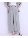 【SALE/50%OFF】【セットアップ可】麻調ストライプワイドパンツ SHOO・LA・RUE シューラルー パンツ その他のパンツ ブラック グレー【RBA_...