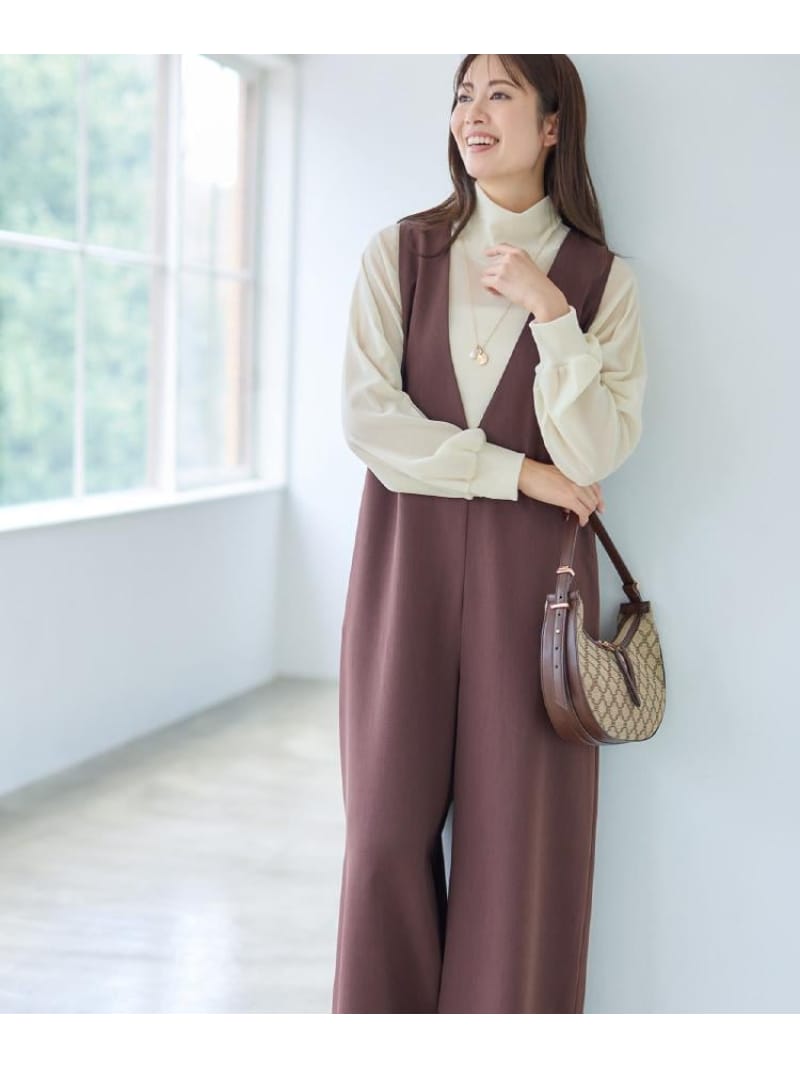 WORLD ONLINE STORE楽天市場店の【SALE／30%OFF】【すっきり縦長シルエット】サロペットパンツ Reflect リフレクト オールインワン・オーバーオール オーバーオール・サロペット ブラック ブラウン【RBA_E】【送料無料】[Rakuten Fashion]｜アングル2