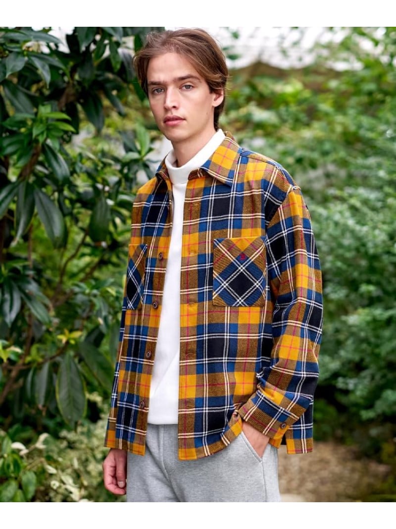 タータンチェック CPOシャツブルゾン DRESSTERIOR ドレステリア トップス シャツ・ブラウス イエロー ネイビー【送料無料】[Rakuten Fashion]のサムネイル