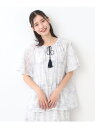 【コットン100%/同柄アイテムあり】ブレイスミス トワル柄 ブラウス LAURA ASHLEY ローラ アシュレイ トップス シャツ・ブラウス ホワイト ネイ...