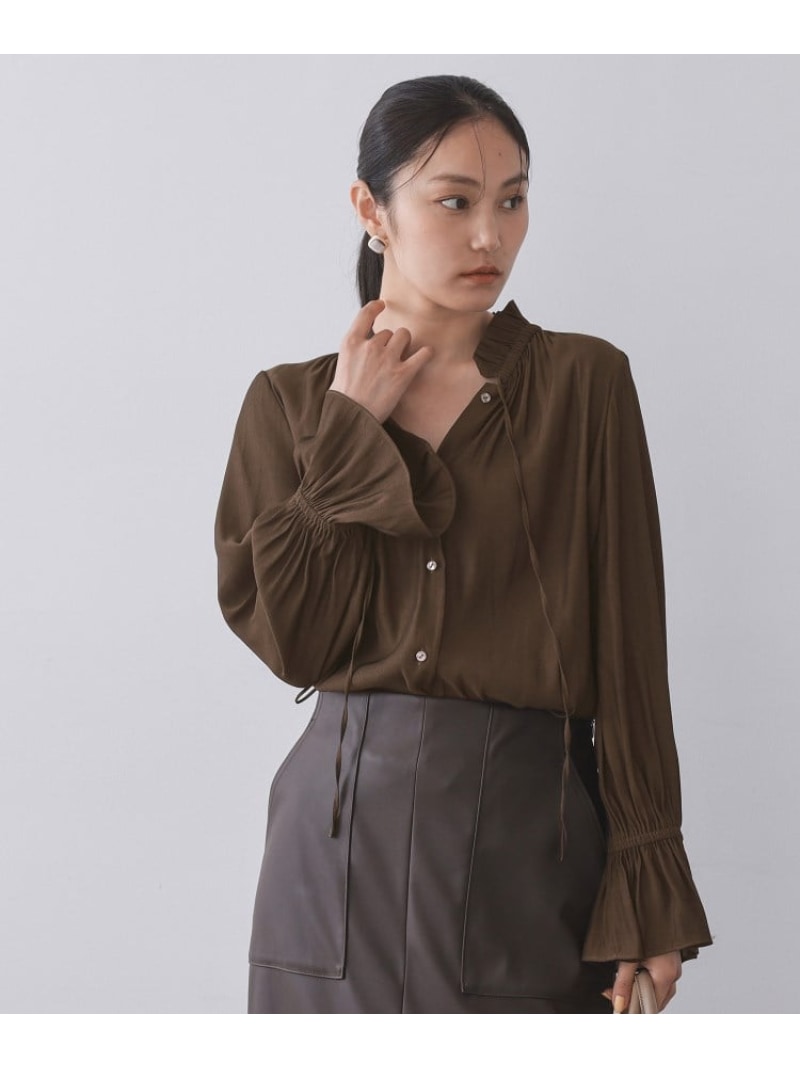 【SALE／30%OFF】フリルカラーブラウス【洗濯機OK】 OPAQUE.CLIP オペークドットクリップ トップス シャツ・ブラウス ブラウン グレー パープル【RBA_E】[Rakuten Fashion]のサムネイル