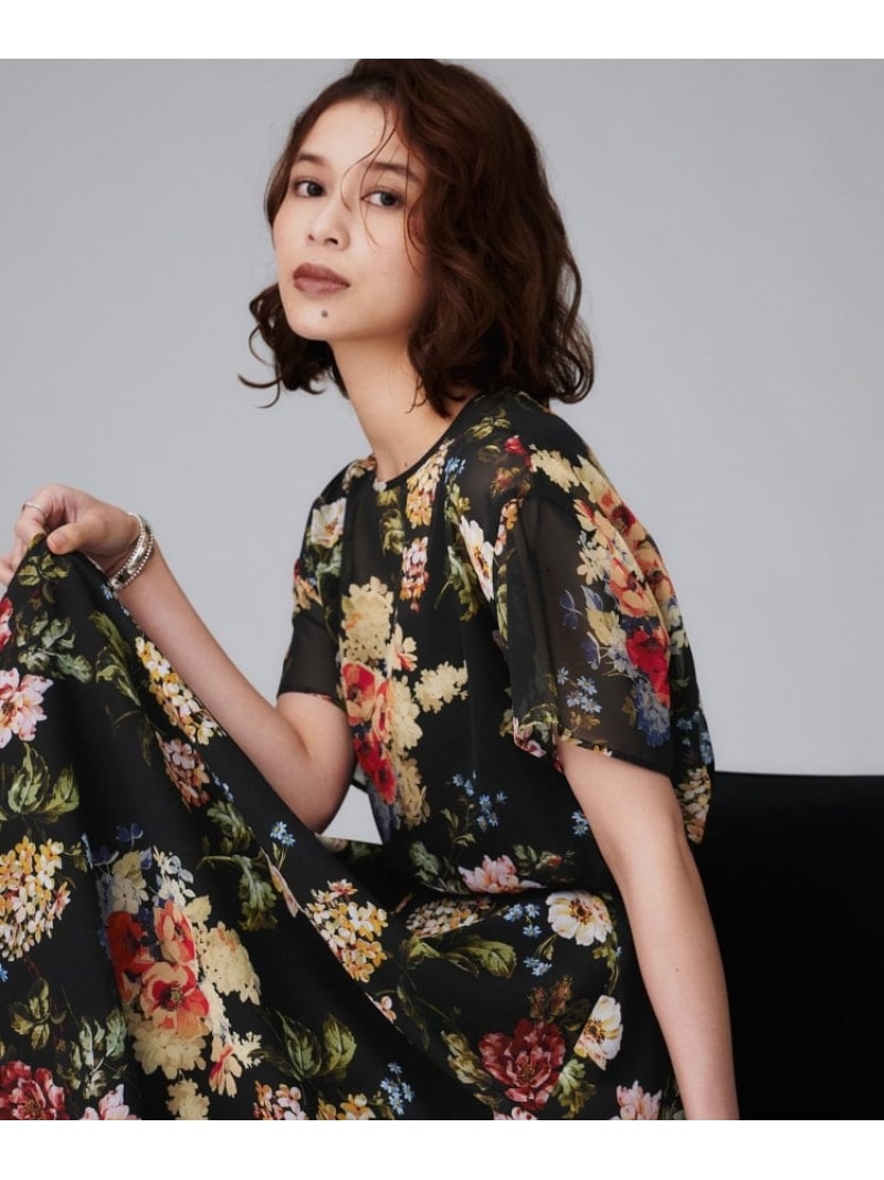 【SALE／37%OFF】【セットアップ可/花柄エレガント】アンティークフラワー柄ブラウス UNTITLED アンタイトル トップス シャツ・ブラウス ブラック【RBA_E】【送料無料】[Rakuten Fashion]