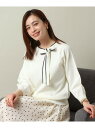 【SALE/50%OFF】【縮みに強い/洗濯機OK】ボウタイリボンニット ITS' DEMO イッツデモ トップス ニット ホワイト ピンク ブルー【RBA_E...