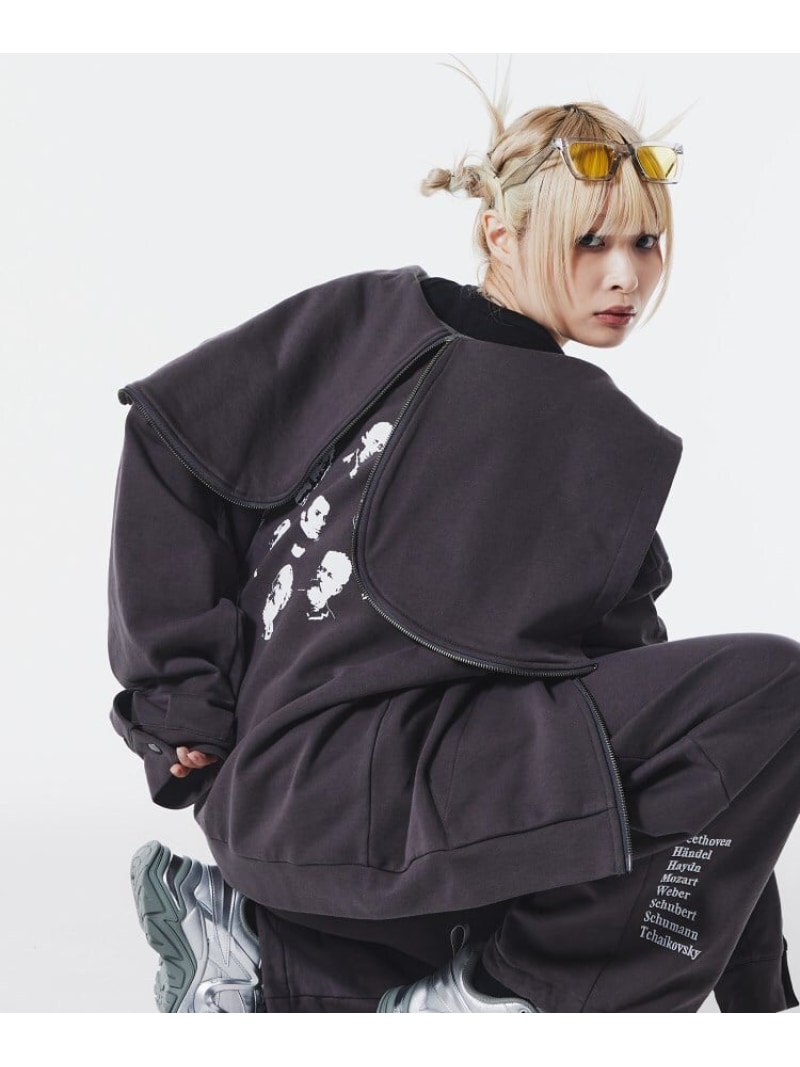 K'Project by Aoi Composer Face Print Hoodie tk.TAKEO KIKUCHI ティーケータケオキクチ トップス パーカー・フーディー グレー ブラック【送料無料】[Rakuten Fashion]