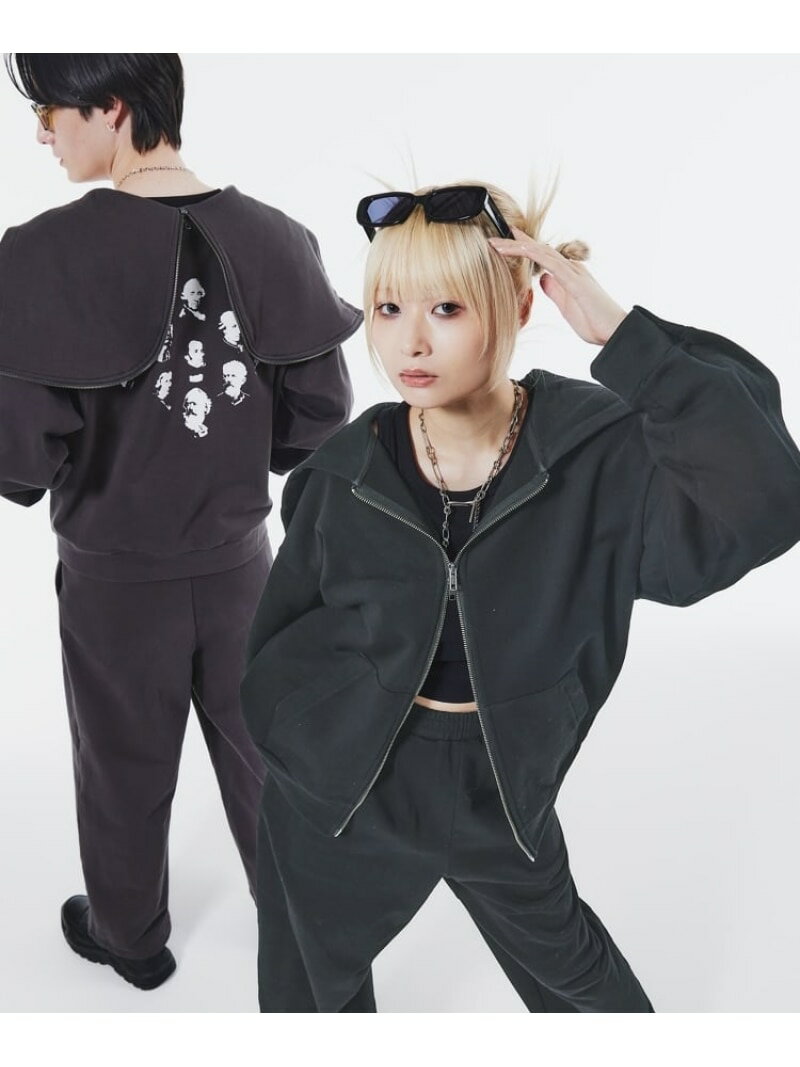 ティーケー K'Project by Aoi Composer Face Print Hoodie tk.TAKEO KIKUCHI ティーケータケオキクチ トップス パーカー・フーディー グレー ブラック【送料無料】[Rakuten Fashion]