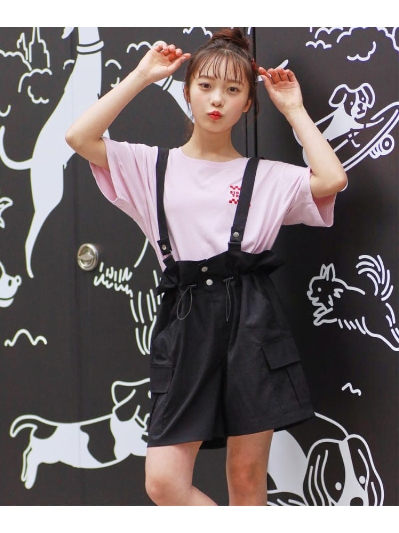 【SALE／22%OFF】【接触冷感機能付き】サスペンダーキュロットパンツ PINK-latte ピンク ラテ パンツ その他のパンツ ブラック ピンク ブルー【RBA_E】[Rakuten Fashion]のサムネイル