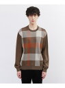 【Made in JAPAN】ビッグチェック&スライドパズル柄 ニット TAKEO KIKUCHI タケオキクチ トップス ニット ブラウン ネイビー【送料無料...