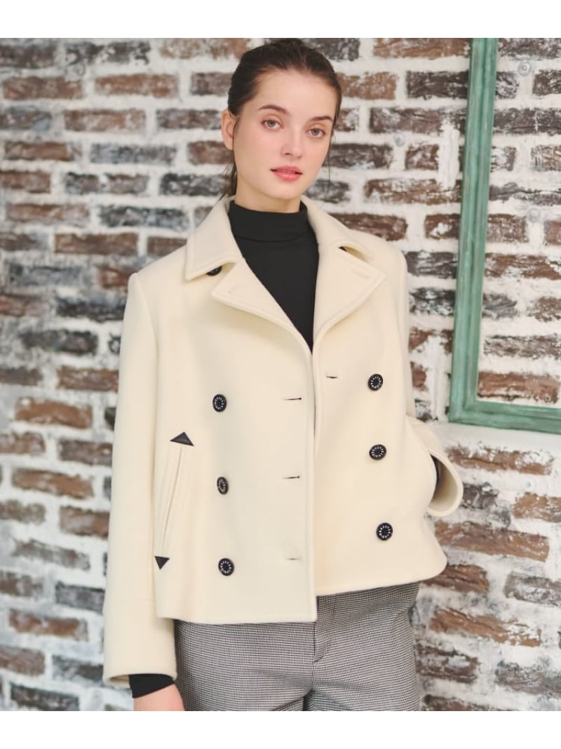 ショートPジャケット DRESSTERIOR ドレステリア ジャケット・アウター ピーコート ホワイト ブラック【先行予約】*【送料無料】[Rakuten Fashion]のサムネイル