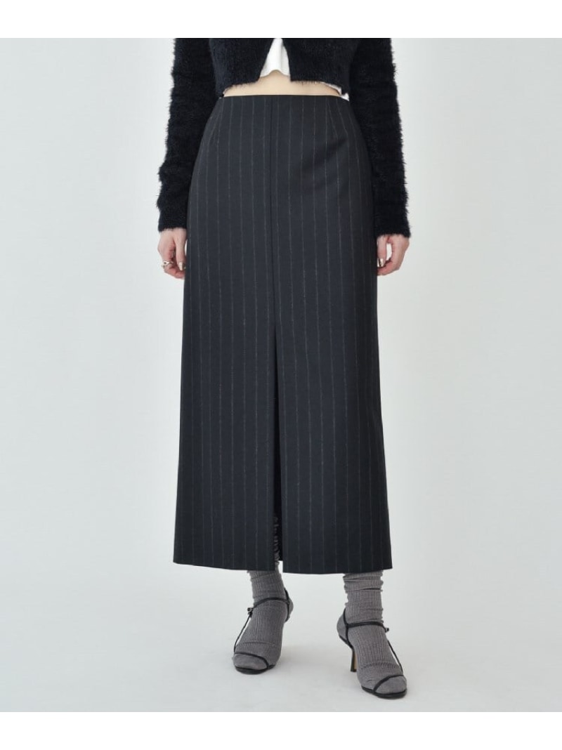 【SALE／40 OFF】CODE A ｜ wool stripe slit long skirt DRESSTERIOR ドレステリア スカート ロング マキシスカート ブラック ベージュ【RBA_E】【送料無料】 Rakuten Fashion