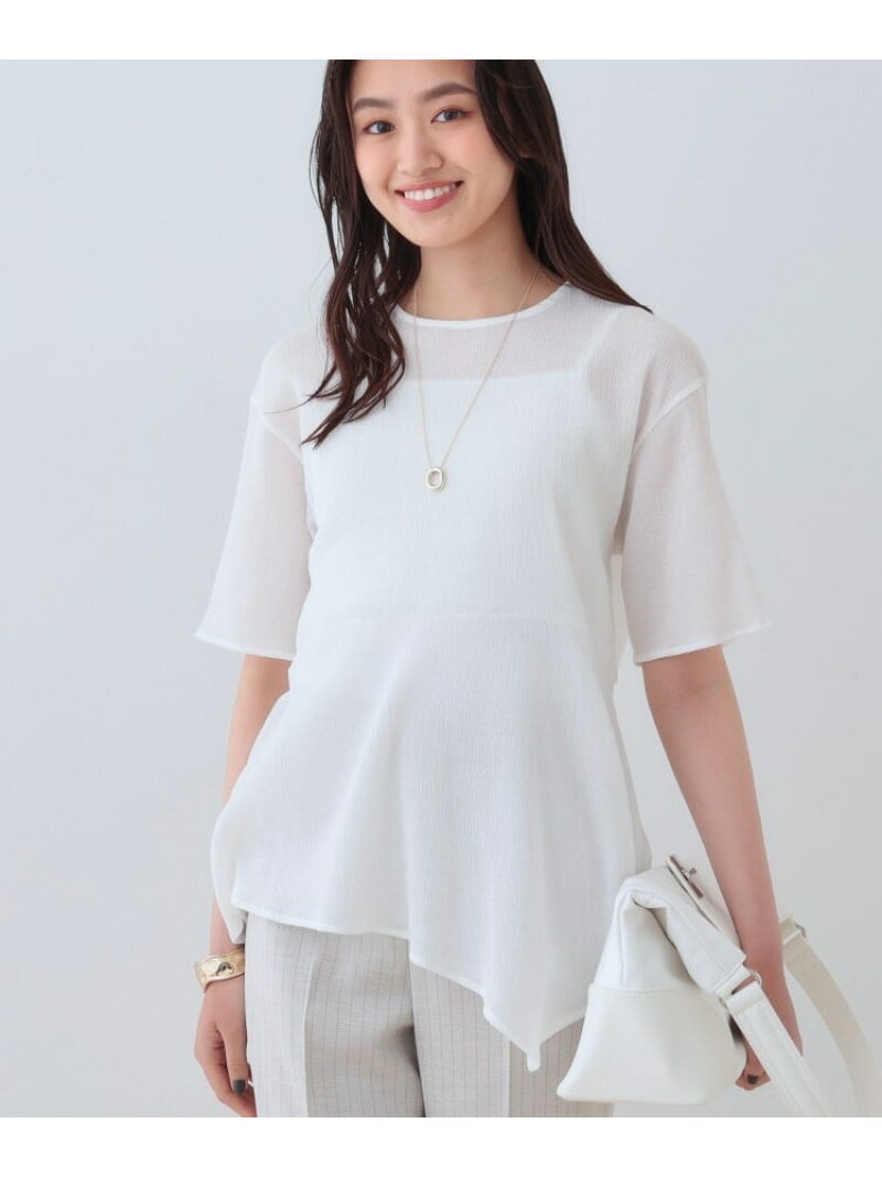 【SALE／50%OFF】【洗える】ペプラムトップス INDIVI インディヴィ トップス カットソー・Tシャツ ブラック ブルー ホワイト【RBA_E】【送料無料】[Rakuten Fashion]