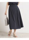 【UVカット/速乾/冷感/洗濯機OK/洗濯後しわになりにくい】麻調ストレッチタックスカート<ラク服シリーズ> ITS' DEMO イッツデモ スカート ロング・...